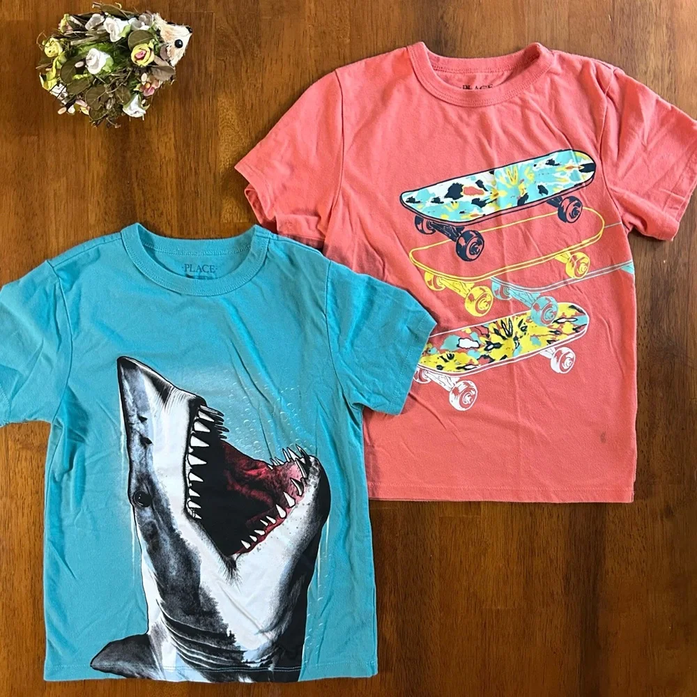 Boys Graphic Tee Bundle | Small 5/6 |Shark + Skateboards |The Children’s Place 🛹